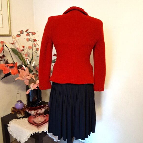 Vintage Jones New York Red Wool Lined Blazer Jacket Size 2 or 4 - Picture 7 of 10
